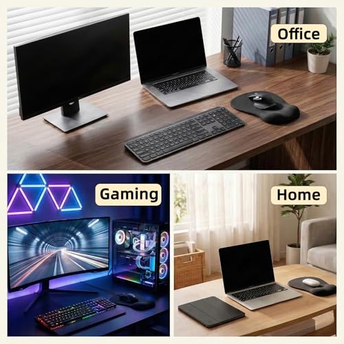 Ergonomic Mouse Pad with Wrist Rest, Memory Foam Wrist Support Mousepad with Non-Slip PU Base, Pain Relief Mouse Pads for Office Gaming & Home (Pink) - color: Pink