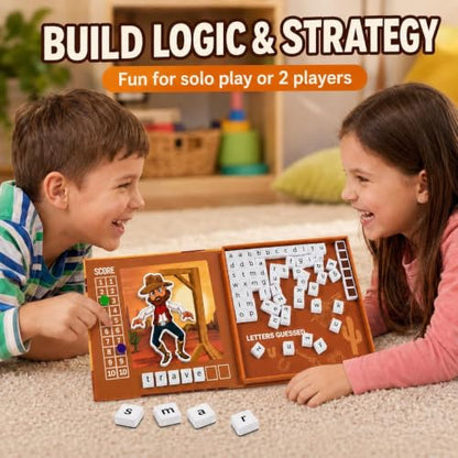TRAVOFUN Magnetic Hangman Game | Travel Games for Kids Ages 4-8 | Reusable letters make this hangman game for kids a 2-player spelling activity for car rides, flights, and quiet time. - style: Hangman Game