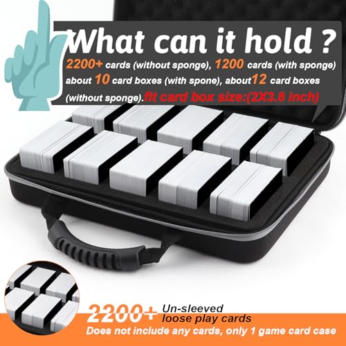 Wevbsiy Large 2200+ Card Game Case Storage Holder for C.A.H Card Game,Baseball Card, TCG Cards,Trading Card Box Playing Card Organizer Compatible with All Other Card Games Expansions Blue - color: Grey