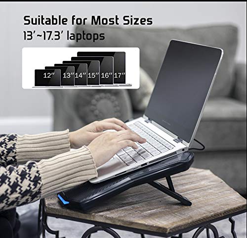 LETUSTO Laptop Cooling Pad, Portable Laptop Cooler Stand for up to 17’’ Notebooks, 1 Big Fan with 17dBA