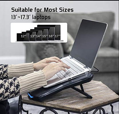 LETUSTO Laptop Cooling Pad, Portable Laptop Cooler Stand for up to 17’’ Notebooks, 1 Big Fan with 17dBA