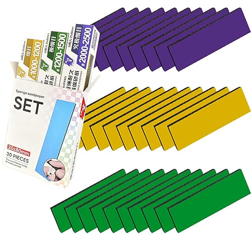 stedi Sanding Sponge for Model Gundam Building, 1000 to 2500 Grit | Hobby Model Tools Hand Sanding Block Waterproof Wet Dry Reuse Sandpaper, 30 Sheets - style: Sanding Sponge Strips#1000 to #2500(30PCS)