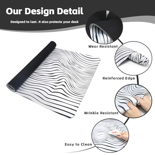 Baziabbo Desk Mat,XXL Extended Large Mouse Pad,Gaming Mousepad with Stitched Edge,Non-Slip Rubber Base Keyboard Desk Pad for Home Office Study Game (Lines) - color: Lines