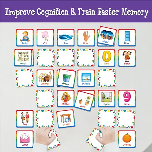 Hebayy Memory Matching Game, 72 PCS Sight Words Matching Cards for Kids, 36 Pairs Memory Cards, Educational Toy for Children to Learn Sight Words 5+ Years Old - style: Sight Words-A