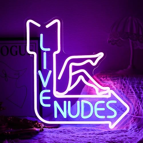 Live Nudes Neon Sign - Cool LED Sign, Pink & Blue, Dimmable USB Powered, Wall Decor for Man Cave, Beer Bar - color: pink&blue