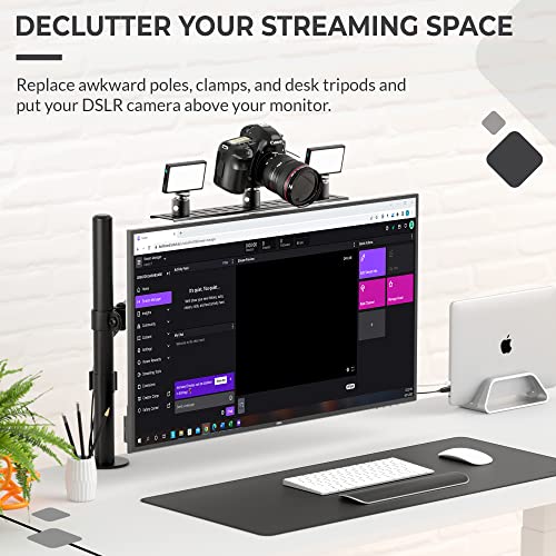 HumanCentric DSLR Monitor Mount Large, Desk Camera, Webcam & Mic Shelf | For Monitor VESA Arm, Replace Clamp Tripods, 100x100mm Patterns, Aluminum, Hardware Included, Light Mounting - size: Large Shelf