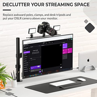 HumanCentric DSLR Monitor Mount Large, Desk Camera, Webcam & Mic Shelf | For Monitor VESA Arm, Replace Clamp Tripods, 100x100mm Patterns, Aluminum, Hardware Included, Light Mounting - size: Large Shelf