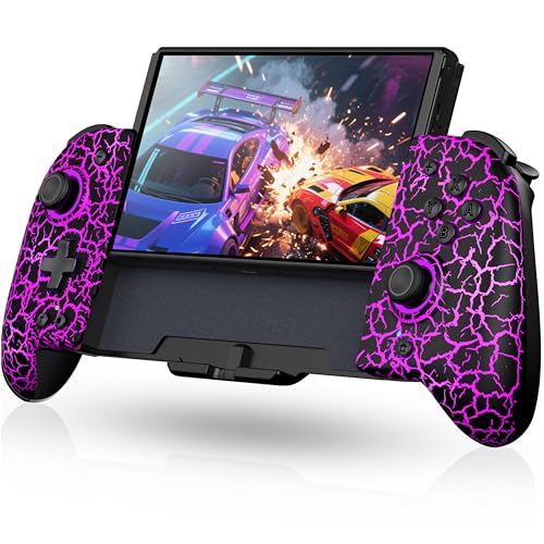 LIFUFUTEE Switch Controllers, Wireless Switch Pro Controller Replacement for Nintendo Switch Controller/OLED, Hall Effect One-Piece Joypad Controller with Programmable/Dual Vibration/Turbo/Wakeup - color: Black Crack, size: Switch 1 - 6.2"/7"