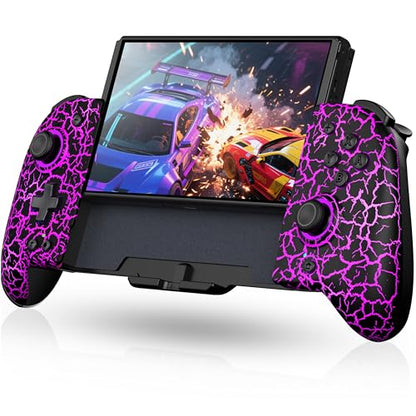 LIFUFUTEE Switch Controllers, Wireless Switch Pro Controller Replacement for Nintendo Switch Controller/OLED, Hall Effect One-Piece Joypad Controller with Programmable/Dual Vibration/Turbo/Wakeup - color: Black Crack, size: Switch 1 - 6.2"/7"