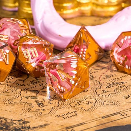 7PCS Tooth Monster Dice Set,Handmade Sharp Edge Dice Set D&D RPG Polyhedral Die,for Dungeons and Dragons TTRPG Games Roleplaying Games Pathfinder,with Gift Box - color: Tooth Monster