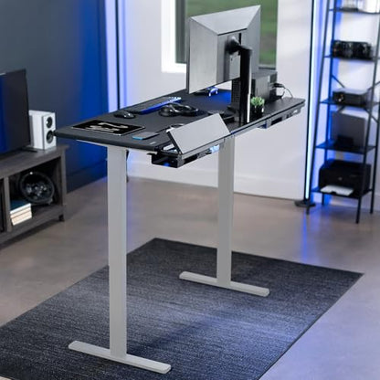 VIVO Black 60 x 30 in Standing Desk, DESK-KIT-1G6-P3B | Electric, Holds 220 lbs, Sit Stand, Height Adjustable, Cable Tray, Full-Size Mouse Pad, Office Furniture, Gray Frame - color: Black Top / Gray Frame, size: 60 x 30
