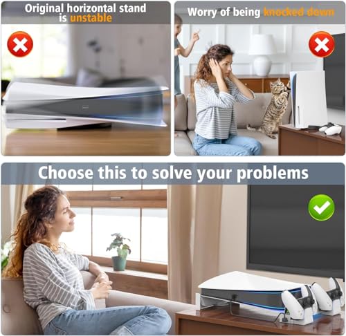 OIVO PS5 Horizontal Stand and Cooling Station with 3-Level Cooling Fan, Dual PS5 Controller Charger for PlayStation 5 Controller, Horizontal PS 5 Cooling Stand(Not for PS 5 Slim/Pro)