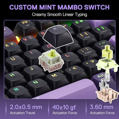 Redragon K740 PRO 98 Keys Wireless RGB Gaming Keyboard, 3-Mode PBT Mechanical Keyboard w/Solid Aluminum Base, Dedicated Knob Control & Hot-Swap Socket, Custom Linear Switch - color: Purple Rain, size: 98 Keys