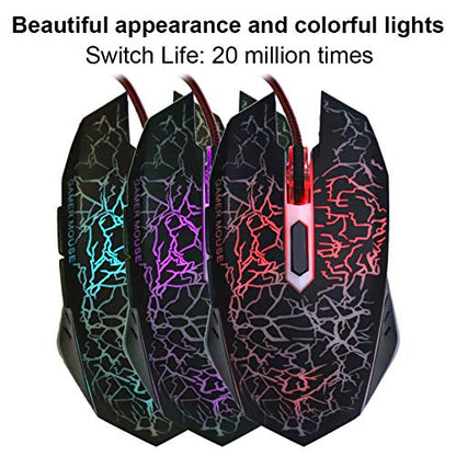 Brrnoo Ergonomic Wired Gaming with RGB Breathing Lights, Optical Sensor & DPI for PC, Laptop & Desktop