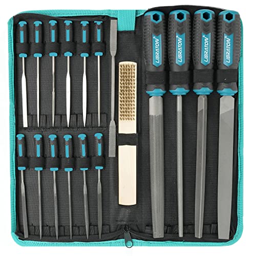 LIBRATON 31PCS Metal File Set, Metal Files, 12 Needle Files | For Metal, Steel, Wood, Metalworking, Woodworking, Hobby & Crafts, with Riffler File, 12 Sandpapers, Steel Brush, Carry Case - style: Metal File-31PCS
