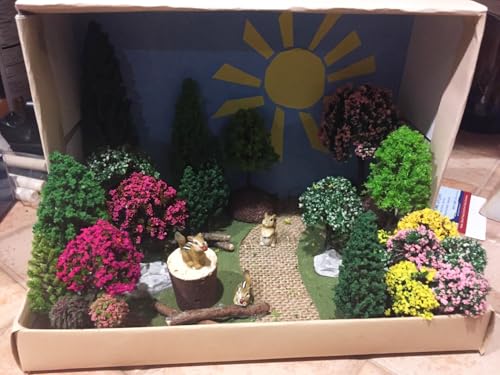 29pcs Mixed Model Trees, 1.5-4.8 inch(4-12 cm), OrgMemory Fruit Trees, Ho Scale Trees, Model Train Scenery, Architecture Trees, Flower Trees with No Bases - style: 29pcs flower trees