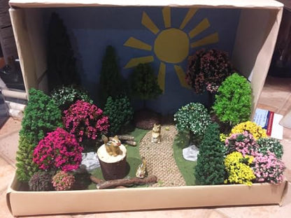 29pcs Mixed Model Trees, 1.5-4.8 inch(4-12 cm), OrgMemory Fruit Trees, Ho Scale Trees, Model Train Scenery, Architecture Trees, Flower Trees with No Bases - style: 29pcs flower trees