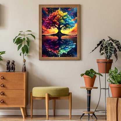Puzzles for Adults 500 Pieces, Tree of Life Jigsaw Puzzles - Starlit Rainbow Tree, Impossible Starry Night Puzzle for Seniors Families,20.47x14.96 inches, 1:1 Poster, Letter on The Back - style: Starlit Rainbow Tree