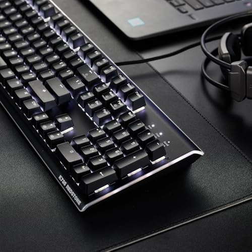 Hexgears GK735 Mechanical Gaming Keyboard Kailh Box White Switch 104 Keys ABS Keycaps Wired Gaming Keyboard with White LED Backlight, Ergonomic Design for Windows Laptop PC Mac (No Light Strip) - color: Black, size: Clicky