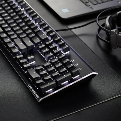 Hexgears GK735 Mechanical Gaming Keyboard Kailh Box White Switch 104 Keys ABS Keycaps Wired Gaming Keyboard with White LED Backlight, Ergonomic Design for Windows Laptop PC Mac (No Light Strip) - color: Black, size: Clicky