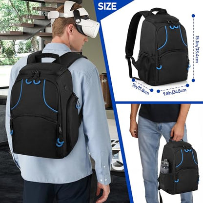 PGmoon Carrying Bag Compatible with Oculus Meta Quest 2/Quest 3/Quest 3S | Travel Backpack Case with Lots of Space for Accessories (Patent Design)