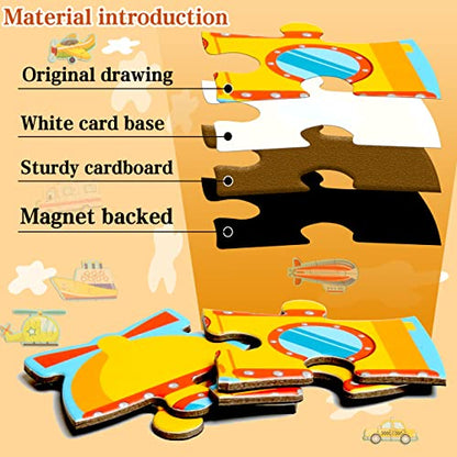 Magnetic Puzzles for Kids Ages 3-5, Travel Toddler Car Puzzle Toy | Refrigerator Magnet Game for Ages 4-6, Learning & Birthday Gift for Boys, Car Airplane Road Trip Quiet-Time Activity Toys - style: Traffic