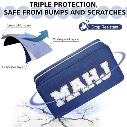 Mahjong Tile Bag Mahjong Bag with Zipper Travel Mahjong Carrying Case Storage Pouch Gifts for Mahjong Lovers Accessories - color: Navy-mahj