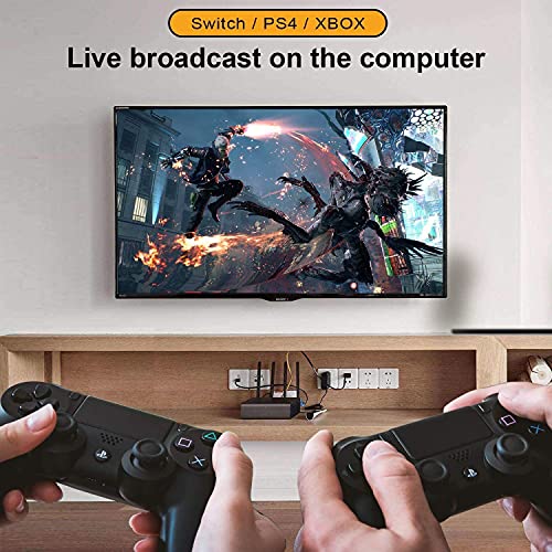 4K Video Capture Card, HDMI to USB Capture Card 1080P for Streaming, Recording, Gaming, Compatible with Nintendo Switch, PS5, Xbox