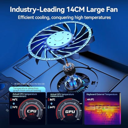 llano Gaming Laptop Cooler, V12 Laptop Cooling Pad Stand | 5.5 inch Fan, Fast Cooling Computer Laptop 15.6-19in, Adjustable Speed, Touch Control, 3-Port USB A, A Mouse Pad Included