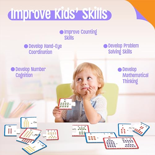 24 Set Addition & Subtraction Puzzles, Self-Correcting Matching Adding and Subtracting Puzzles, Educational Math Games Calculation Activities, Math Learning Toys for Preschool Kids