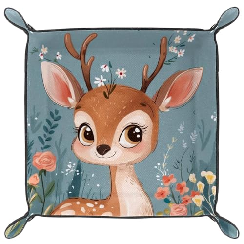 Deer Floral Dice Tray Dice Rolling Tray Folding Dice Holder for Dice Games, Like RPG, DND and Other Table Games - color: Multi 4