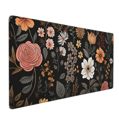 35.4 x 15.7 in, Waterproof XXL Large Mouse Pad for Desk, Extended Keyboard Mouse Mat for Computer Office, Big Laptop Mouse pad, Gaming Pc-Boho Flowers - color: Boho Flowers Black