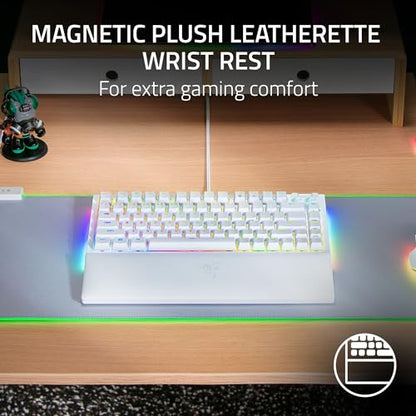 Razer BlackWidow V4 75% Mechanical Gaming Keyboard: Hot-swappable Design - Compact & Durable - Orange Tactile Switches - Chroma RGB - MF Roller & Media Keys - Comfortable Wrist Rest - White (Renewed) - color: White