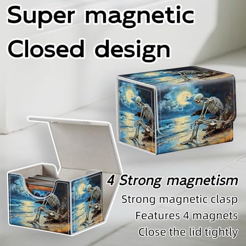 Trading Card Storage Box, Holds 100+ for MTG Cards, Premium PU Leather with Magnetic Closure, Moonlit Sea Skeleton Durable Deck Box for Magic the Gathering, Trading Card Games - color: Moonlit Sea Skeleton