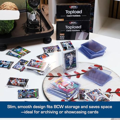 BCW 3x4 Standard Topload Card Holders | 100 Pack | Top Loaders for Cards | Rigid Card Protector | Fits Standard Size Cards Up to 35pt - size: 100 Pack