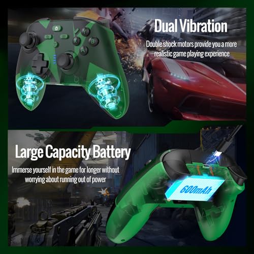 BETMI Wireless Controller Compatible with Xbox|PC (Green/Black) | with Macro Buttons, Turbo Function, Dual Vibration, 2.4GHz Dongle, Gamepad Compatible with Xbox One, Xbox Series X/S