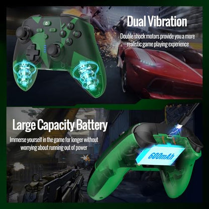 BETMI Wireless Controller Compatible with Xbox|PC (Green/Black) | with Macro Buttons, Turbo Function, Dual Vibration, 2.4GHz Dongle, Gamepad Compatible with Xbox One, Xbox Series X/S