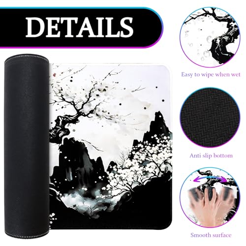 Mouse Pad Gaming Mousepad, 31.5 x 11.8in Large Desk Mat Keyboard Pads Extend Long XL Mouse Mat with Non-Slip Base Desk Accessories for Home Office Keyboard Mouse (Cherry Blossom) - color: Cherry Blossom