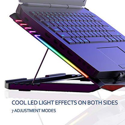 MeFee RGB Laptop Cooling Pad for 15.6-21 Inch Professional Gaming Laptop Cooler with 6 Quiet Fans and Button Control, Pure Metal Panel Portable Cooler