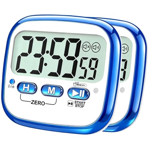 AyayaBoss 2-Pack Magnetic Kitchen Timers for Cooking, Digital Stop Watch Countdown Timer for Kids, Teachers, Classroom, Office, Exercise - Battery Included - color: Digital Timer 2 Pack - Blue