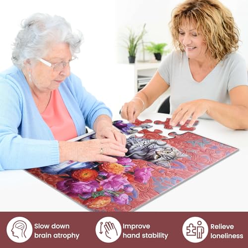 4 Pack 24 Large Piece Jigsaw Puzzles Dementia Alzheimer's Products and Activities for Elderly Seniors Puzzle Alzheimer's Cognitive Game Easy Puzzle for Adults Gift for The Elderly with 4 Storage Bag - style: 24 Large Pieces