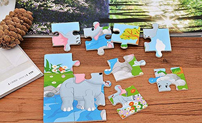 CCLIFE Wooden Jigsaw Puzzles Set for Kids 2-5 Years 12 Piece Colorful Wooden Educational Animal Puzzles (4 Puzzles)