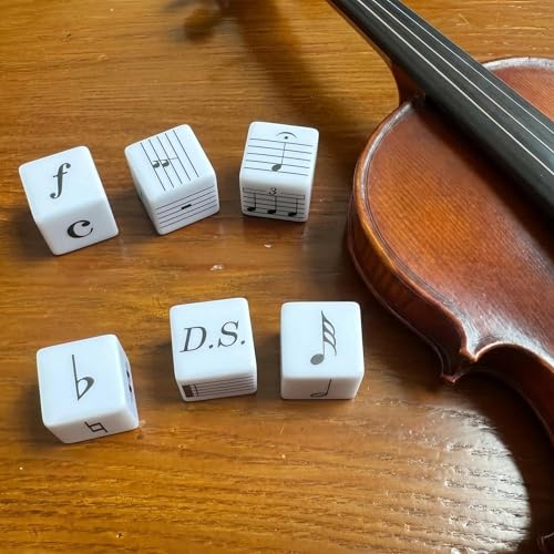 6Pcs Fun Five-Line Staff Music Note Dice, Large 25mm Music Theory Dice, Includes 36 Beginner-Level Staff Patterns for Theory Learning - color: Music Dice-6 Pcs