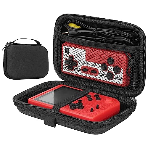 GEEKRIA Handheld Game Console Carrying Case, Protective Travel Retro Mini Game Player Box with Internal Mesh Pockets for Accessories (Dark Gray) - color: Dark Gray