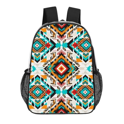 Reinforced Strap Clear See Through Backpack Concert Festival | Transparent, Indiana Western Southwest Tribal Ethnic Aztec, with Reinforced Bottom, Padded Shoulder Straps - color: Pattern (847)
