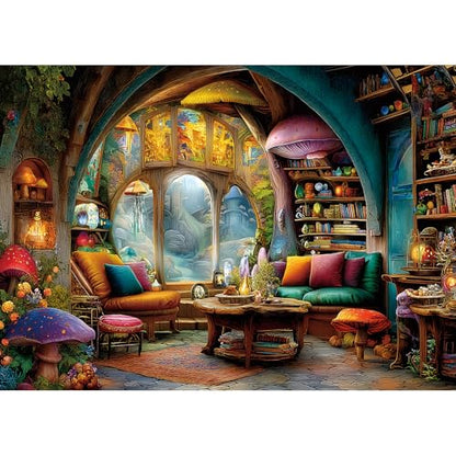 MINIWAN 1000 Piece Fantasy Art Enchanted Mushroom Jigsaw Puzzle | 27.5"x19.7", Letters on Back, Reference Poster Included, For Adults & Seniors - color: Enchanted Treehouse