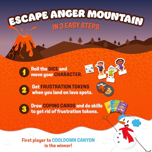 Escape from Anger Mountain Board Game | Anger Management Game for Kids Ages 6+ | Coping Skills and Emotional Regulation | Therapy Game for Kids | 2-8 Players