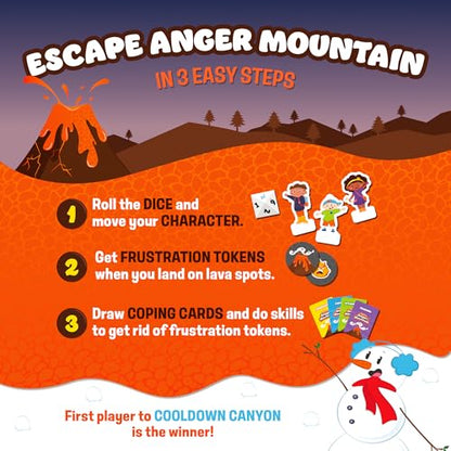Escape from Anger Mountain Board Game | Anger Management Game for Kids Ages 6+ | Coping Skills and Emotional Regulation | Therapy Game for Kids | 2-8 Players