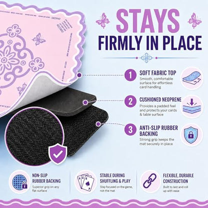 Neoprene Mahjong Mat for Table, 32 x 32 Inch Square Mahjong Table Mat with Carrying Bag, Non Slip Rubber Backing, Noise Reducing Game Mat for American Mahjong, Dominoes, Cards, Board Games (Pink) - color: Pink