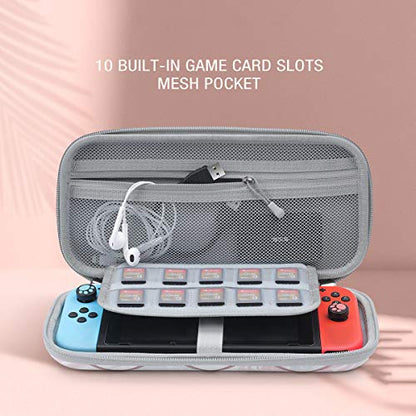 Mumba Carrying Case for for Nintendo Switch OLED & Nintendo Switch, Deluxe Ulta Slim Hard Shell Travel - holds 10 Game Cartridges -Pink Marble - color: Pink Marble